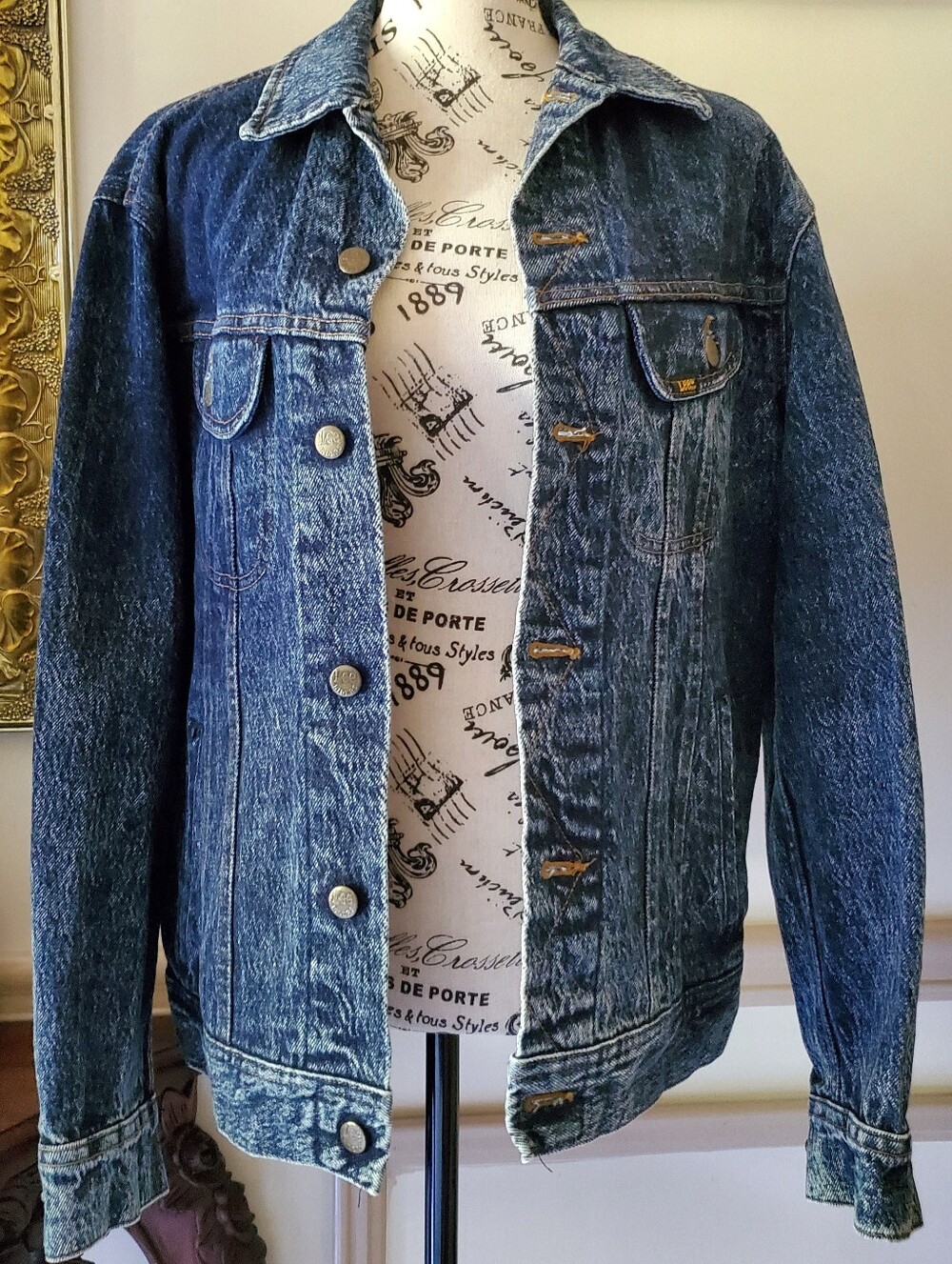 Vintage 80s Lee Riders Acid Wash Denim Trucker Jacket USA Made S